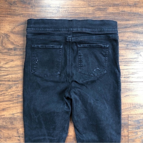Spanx • Vintage Distressed Ankle Skinny Jeans black pull on raw hem jeggings - Picture 12 of 13